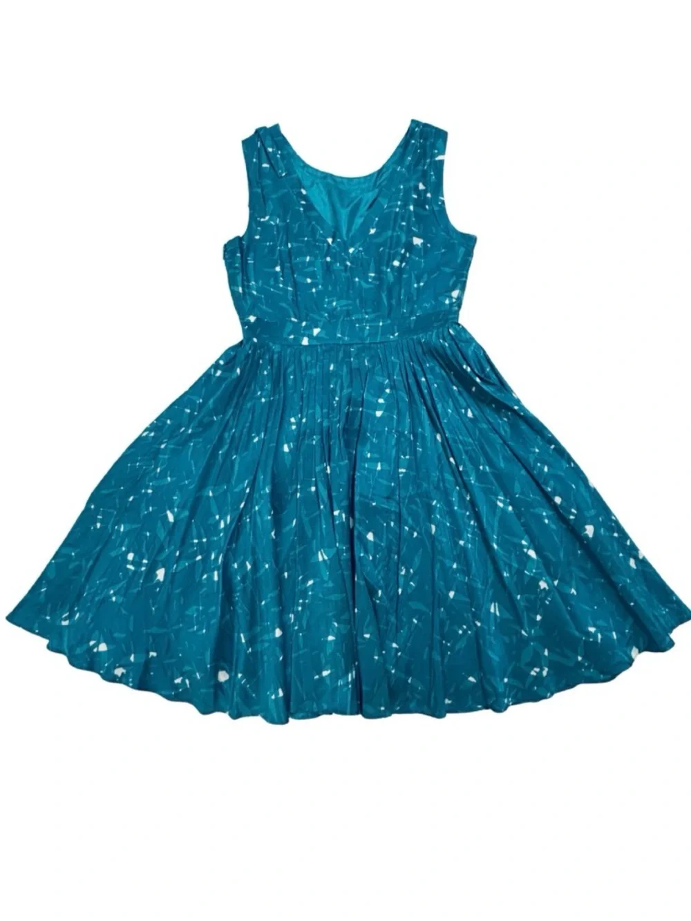 Kate Spade New York Melody Silk Pleated Dress Teal Fit & Flare Size 10 - Picture 5 of 15